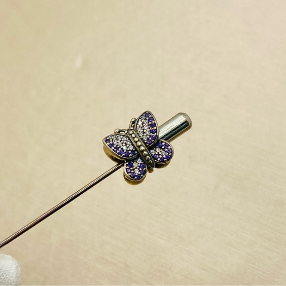 EUC Pandora 791257ACZ Sterling Silver Sparkling Butterfly Animal Charm w/ CZs - Picture 3 of 10